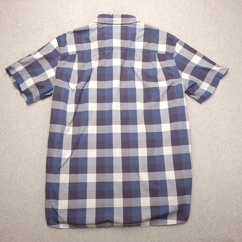 The North Face Shirt Mens L Blue Plaid Short‎ Sleeve Button Up Lightweight Nylon